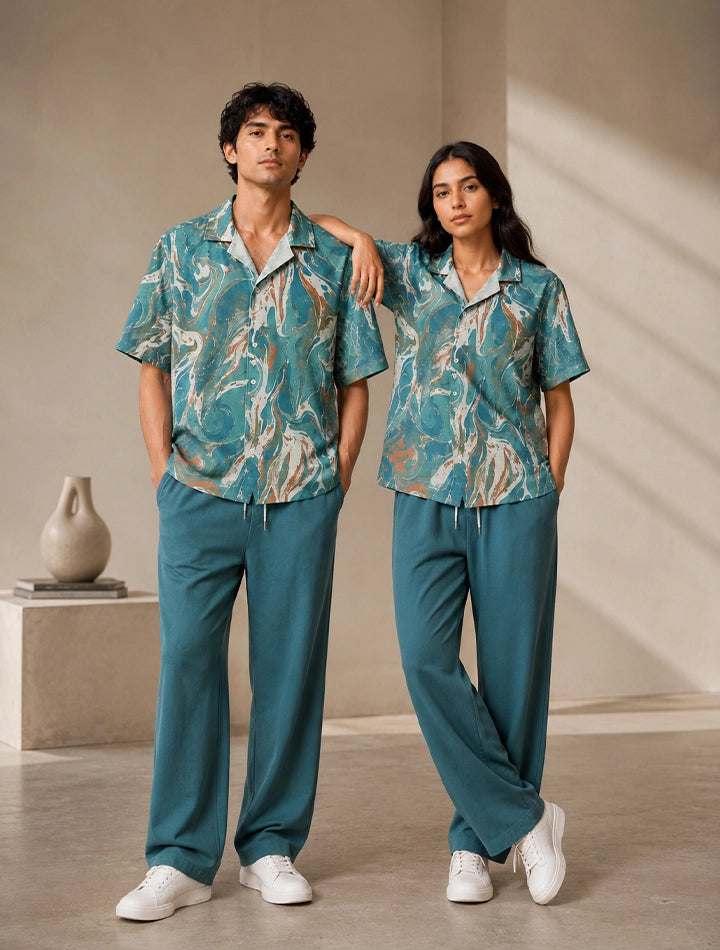 Green Watery Unisex Full Pant Co-ords - XPCRDF