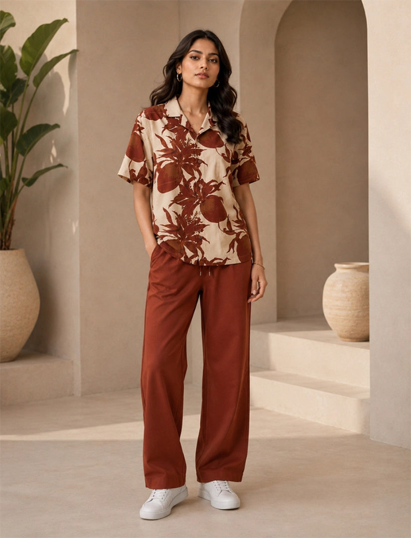 Maroon Coconut Unisex Half Sleeve Full Pant Cords - XPCRDF