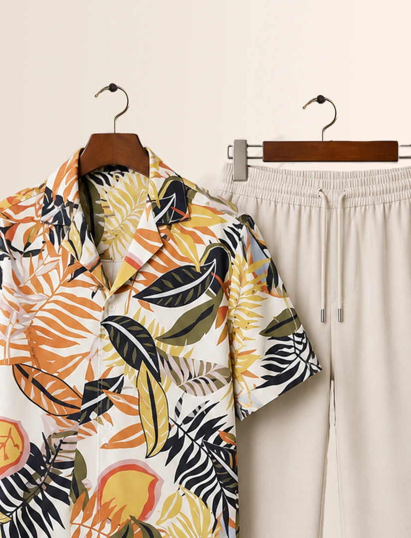 Multi Leaf Unisex Half Sleeve Full Pant Cords - XPCRDF