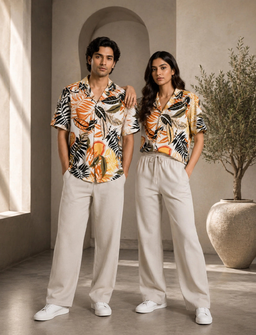 Multi Leaf Unisex Half Sleeve Full Pant Cords - XPCRDF