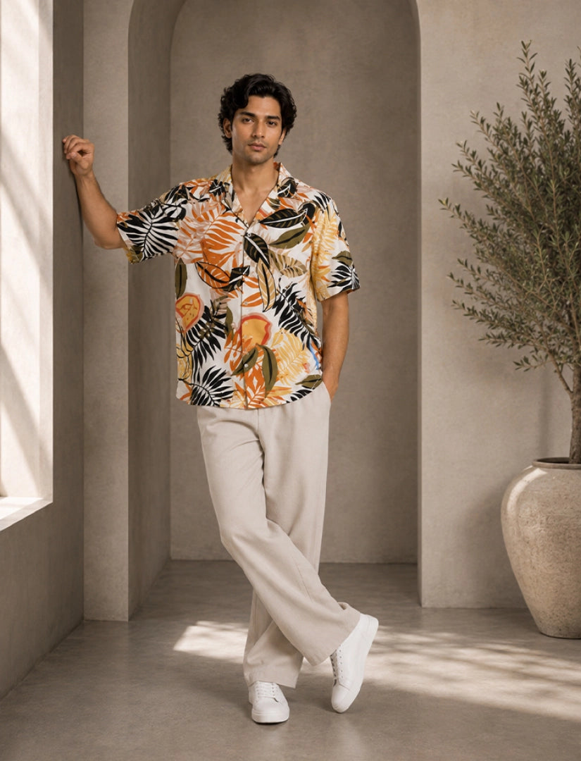 Multi Leaf Unisex Half Sleeve Full Pant Cords - XPCRDF
