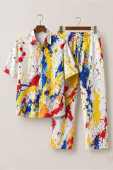 Multi Splash Paint Mens Full Pant Co-ords - XPCRDF