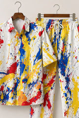Multi Splash Paint Mens Full Pant Co-ords - XPCRDF