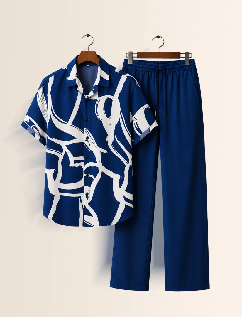 Navy Crack Unisex Half Sleeve Full Pant Cords - XPCRDF