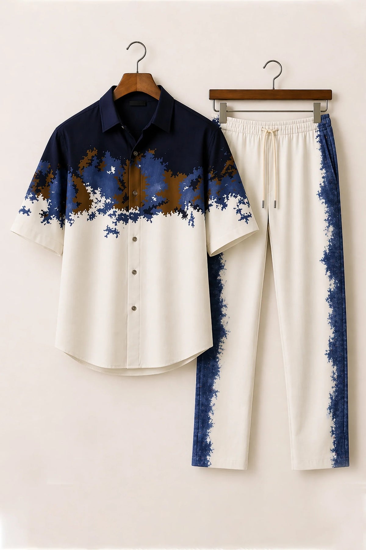 Navy Pixels Mens Full Pant Co-ords - XPCRDF