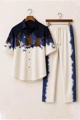 Navy Pixels Mens Full Pant Co-ords - XPCRDF