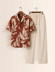 Orange Leaf Unisex Half Sleeve Full Pant Cords - XPCRDF