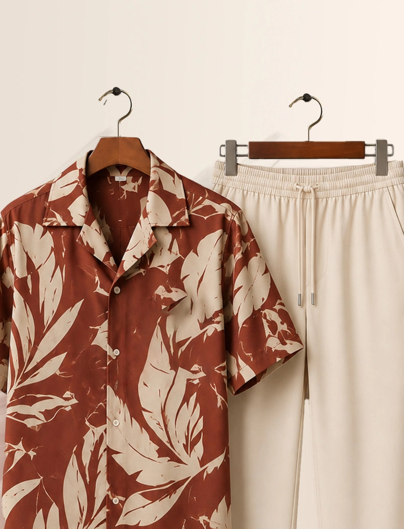 Orange Leaf Unisex Half Sleeve Full Pant Cords - XPCRDF