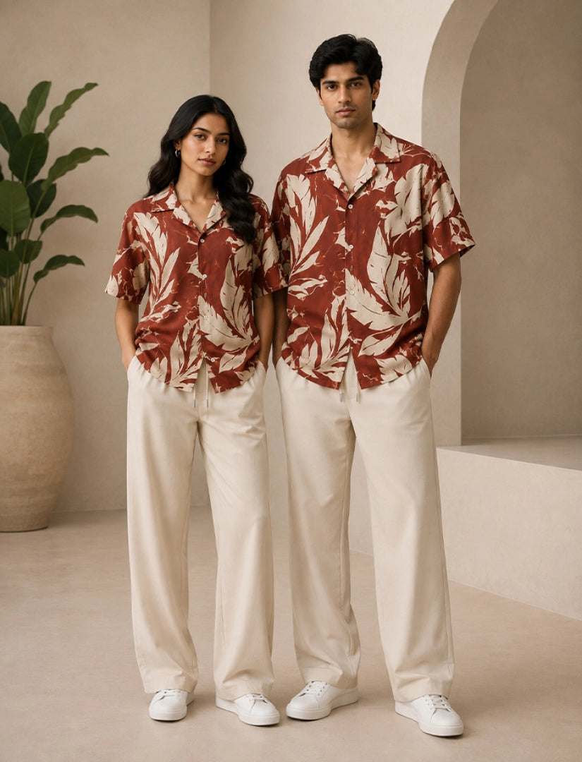 Orange Leaf Unisex Half Sleeve Full Pant Cords - XPCRDF