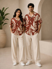 Orange Leaf Unisex Half Sleeve Full Pant Cords - XPCRDF