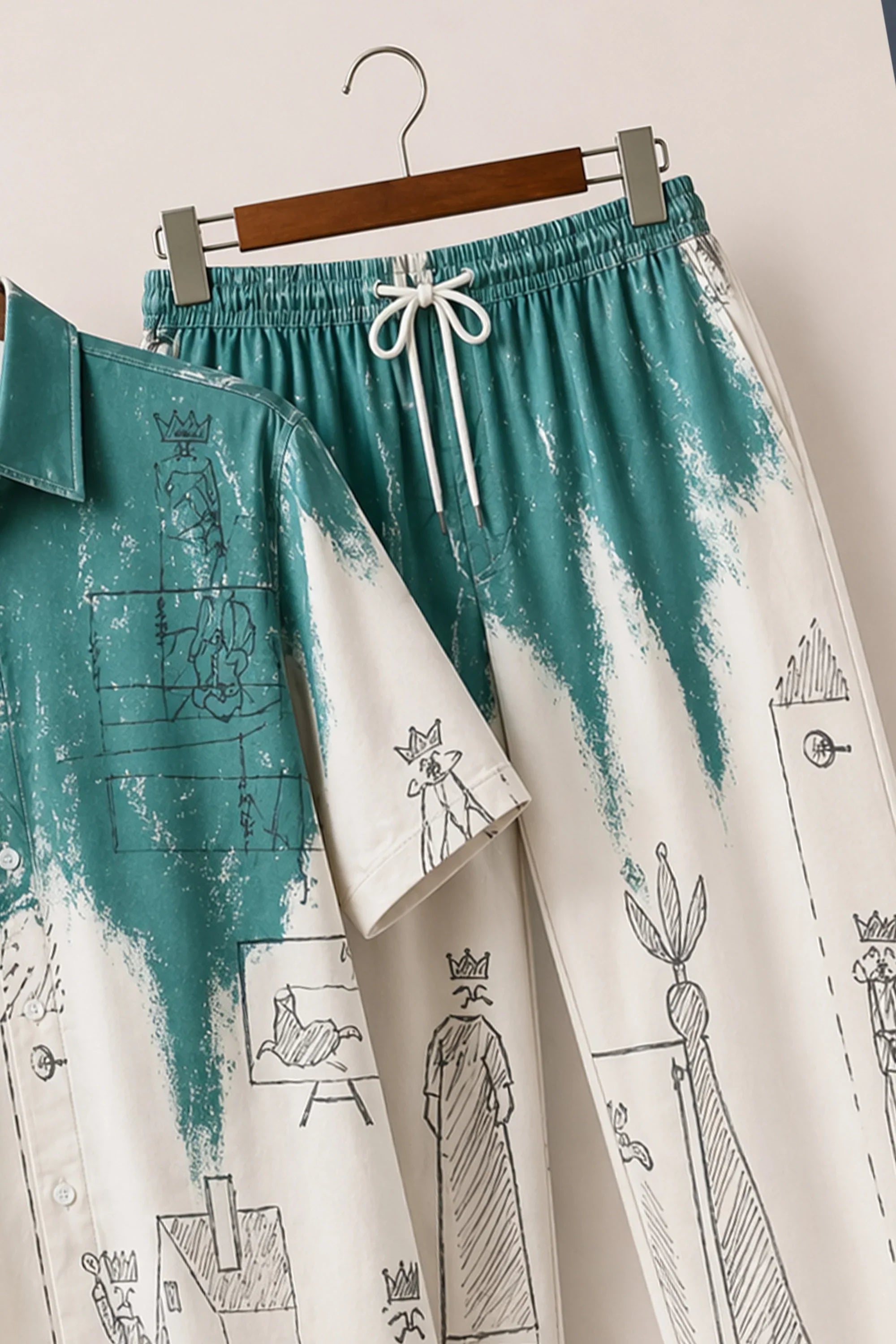 Pencil Drawing Grn Mens Full Pant Co-ords - XPCRDF