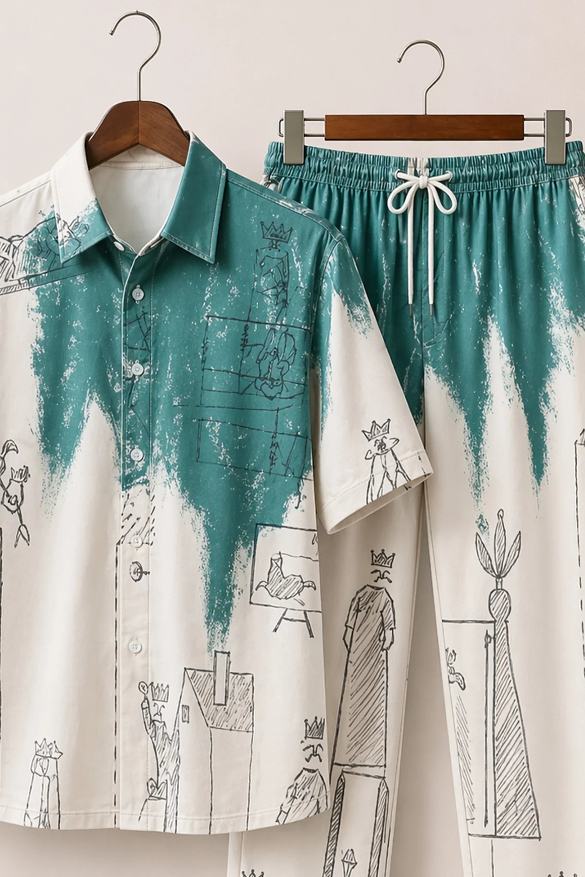 Pencil Drawing Grn Mens Full Pant Co-ords - XPCRDF