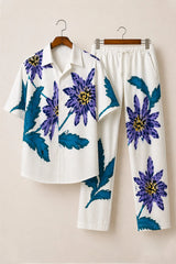 Purple Flower Mens Full Pant Co-ords - XPCRDF
