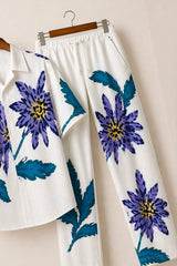 Purple Flower Mens Full Pant Co-ords - XPCRDF