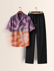 Purple Orange Unisex Half Sleeve Full Pant Cords - XPCRDF