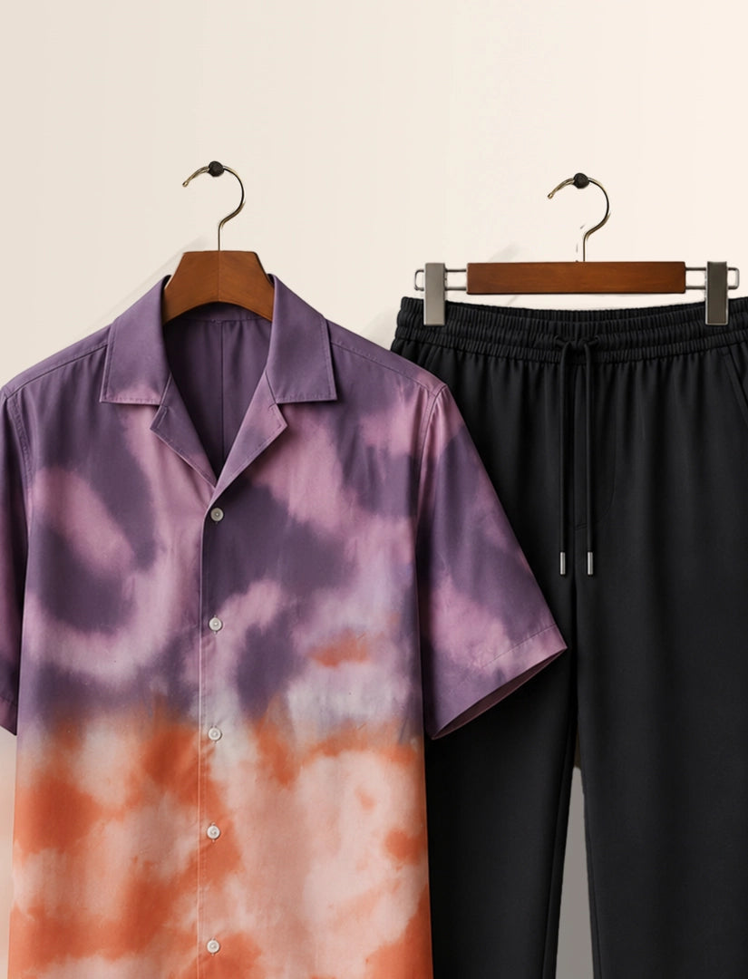 Purple Orange Unisex Half Sleeve Full Pant Cords - XPCRDF