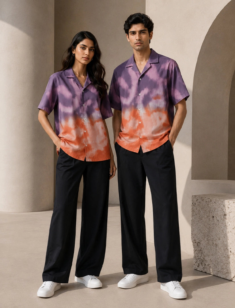 Purple Orange Unisex Half Sleeve Full Pant Cords - XPCRDF