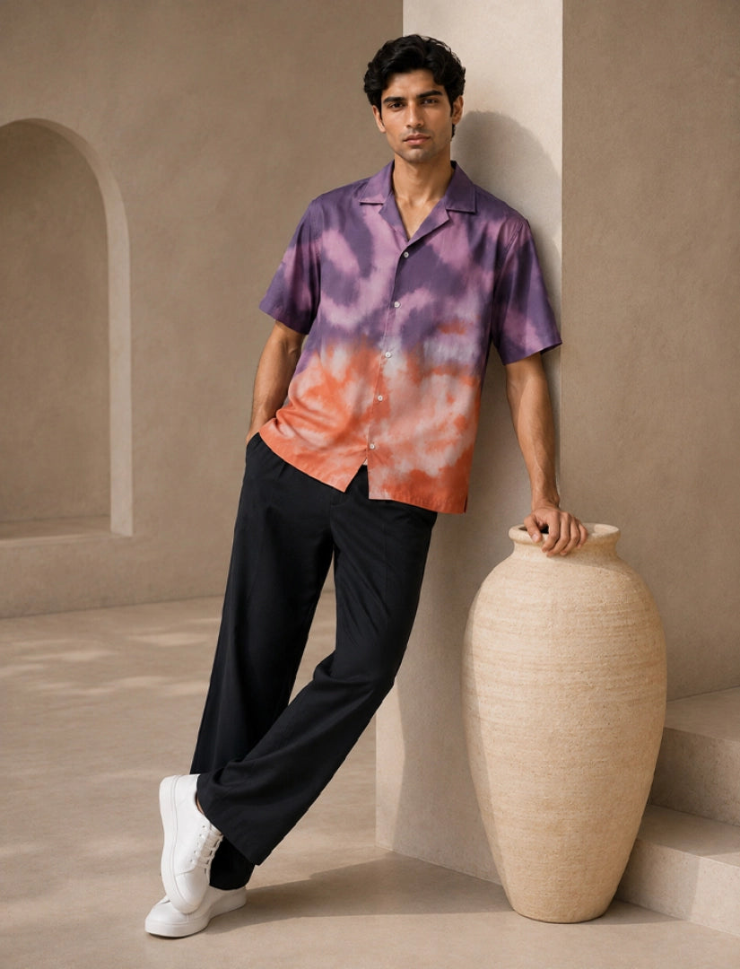 Purple Orange Unisex Half Sleeve Full Pant Cords - XPCRDF
