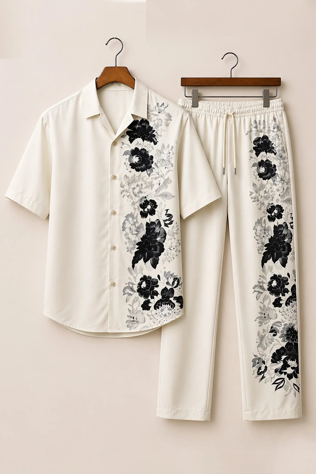 Side Black Flower Mens Full Pant Co-ords - XPCRDF