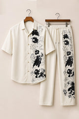 Side Black Flower Mens Full Pant Co-ords - XPCRDF