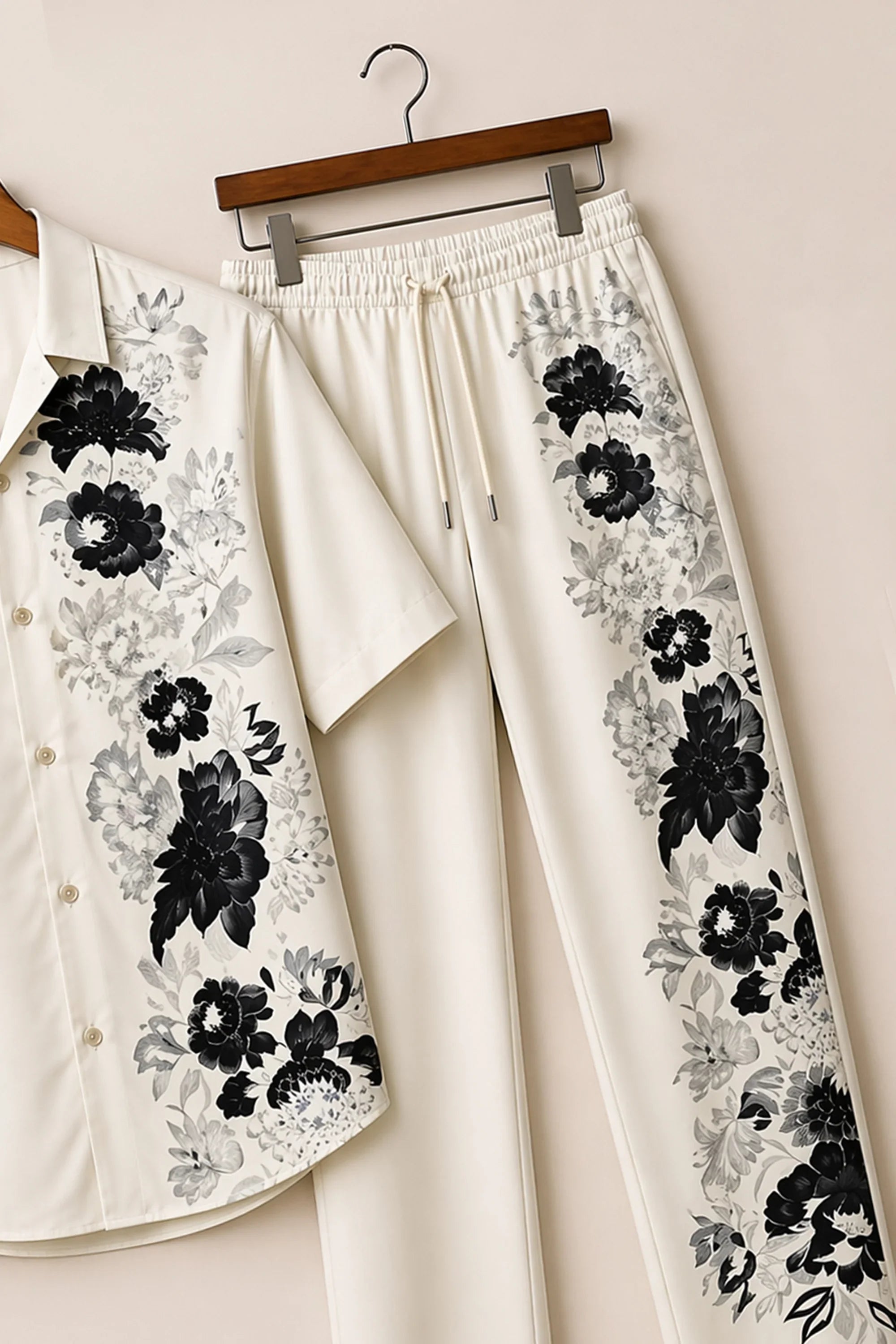 Side Black Flower Mens Full Pant Co-ords - XPCRDF