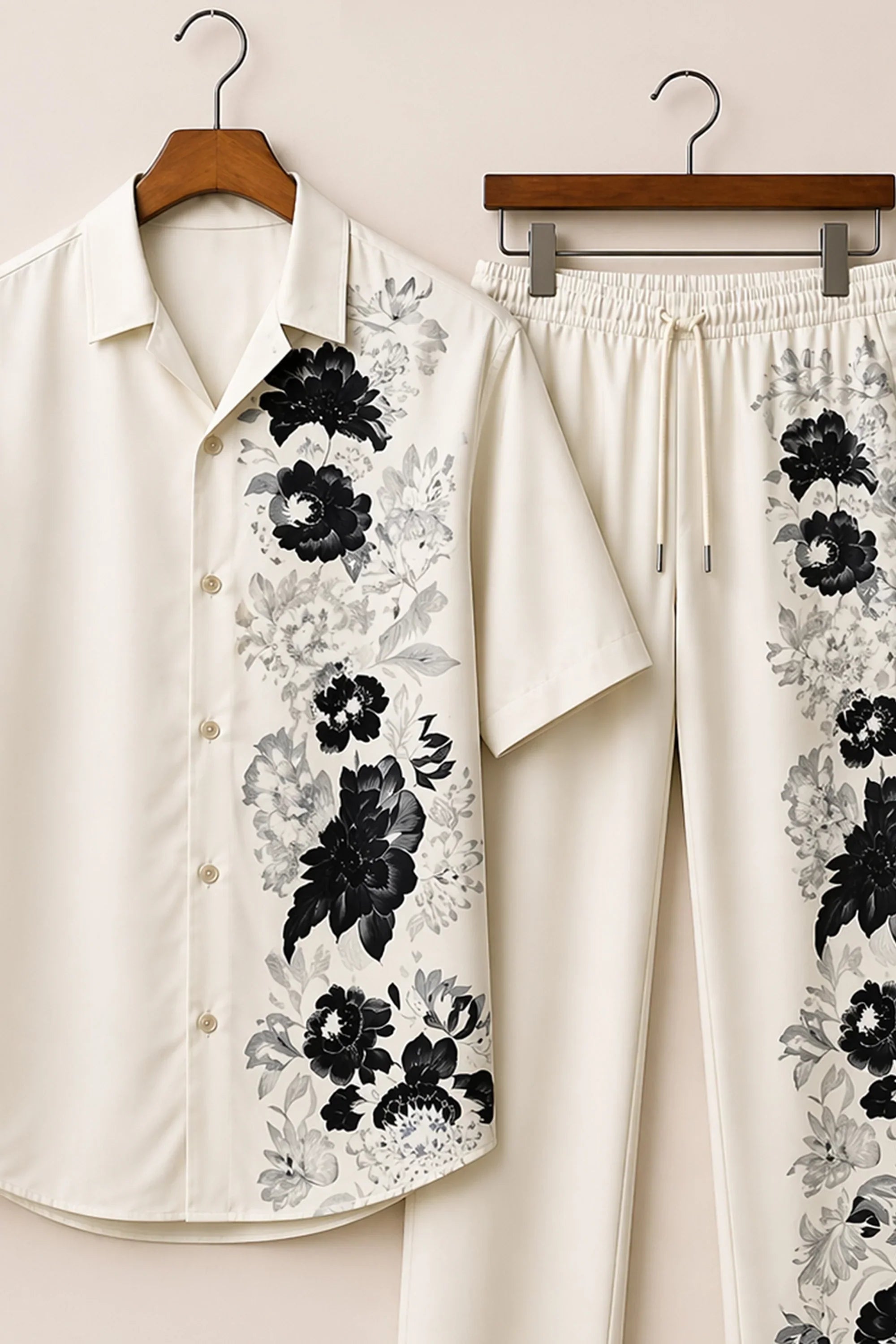 Side Black Flower Mens Full Pant Co-ords - XPCRDF