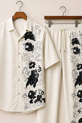Side Black Flower Mens Full Pant Co-ords - XPCRDF