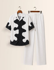 White Dissolve Unisex Full Pant Co-ords - XPCRDF