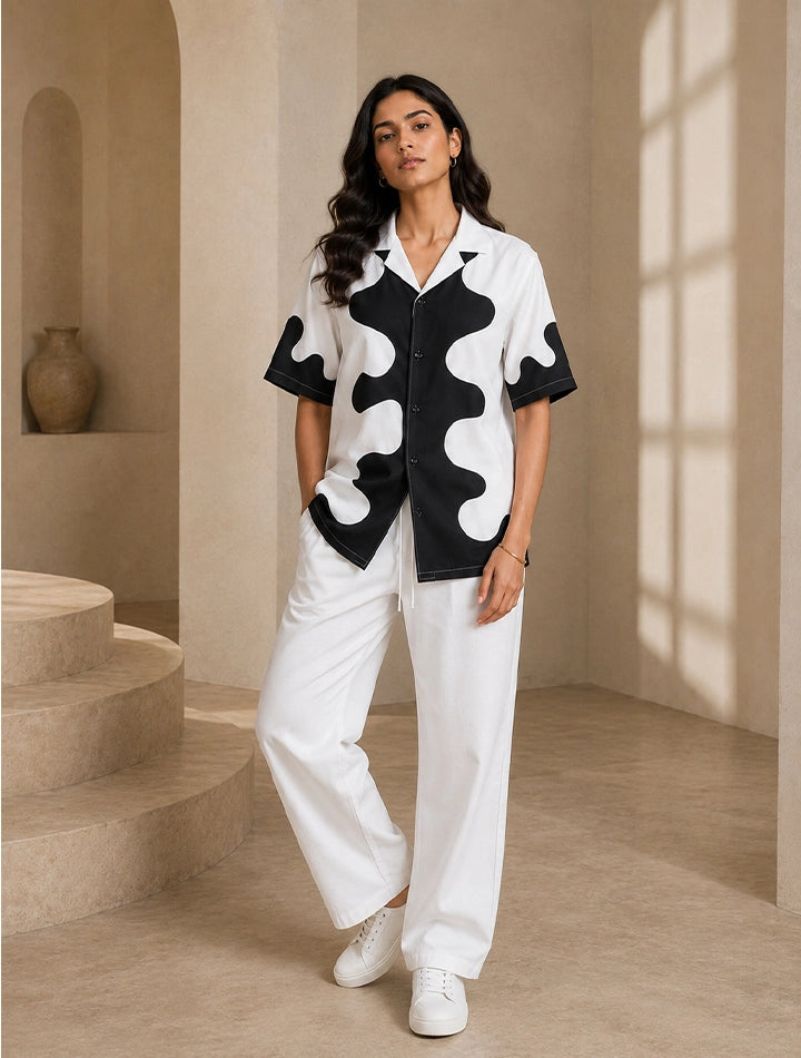 White Dissolve Unisex Full Pant Co-ords - XPCRDF