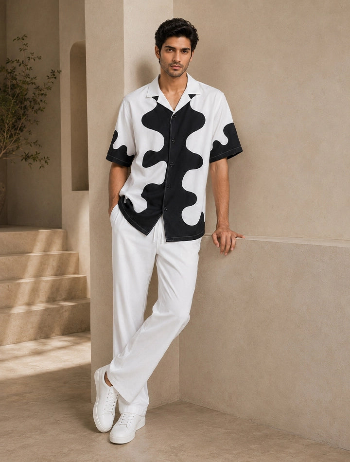 White Dissolve Unisex Full Pant Co-ords - XPCRDF