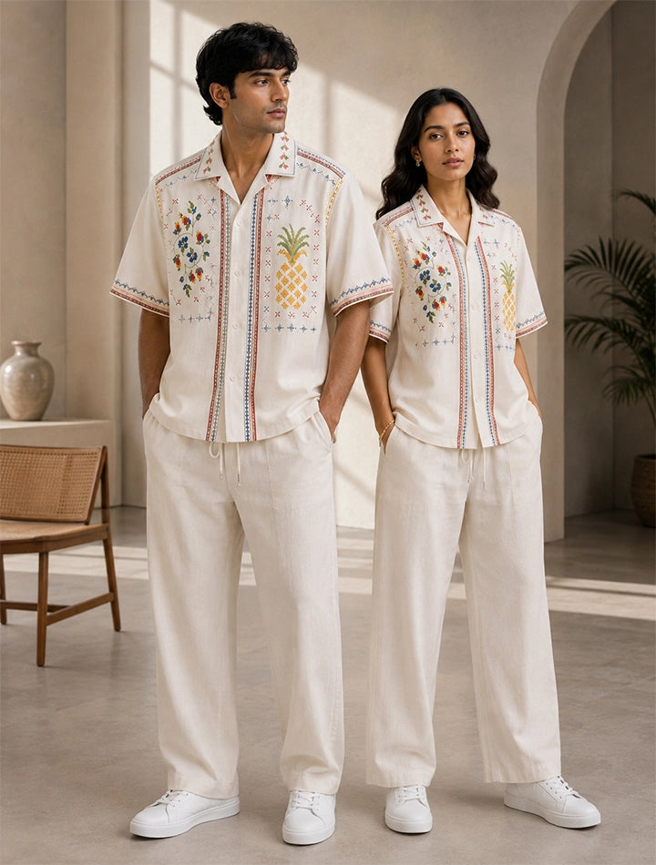 White Pineapple Unisex Full Pant Co-ords - XPCRDF