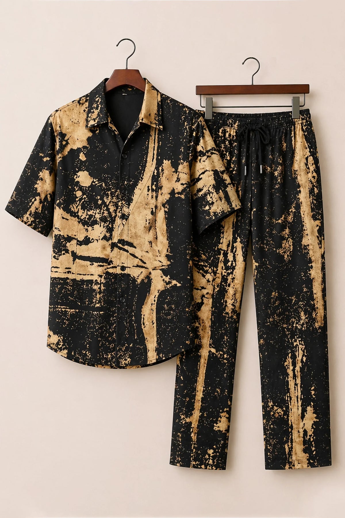 Yellow Black Scratch Mens Full Pant Co-ords - XPCRDF