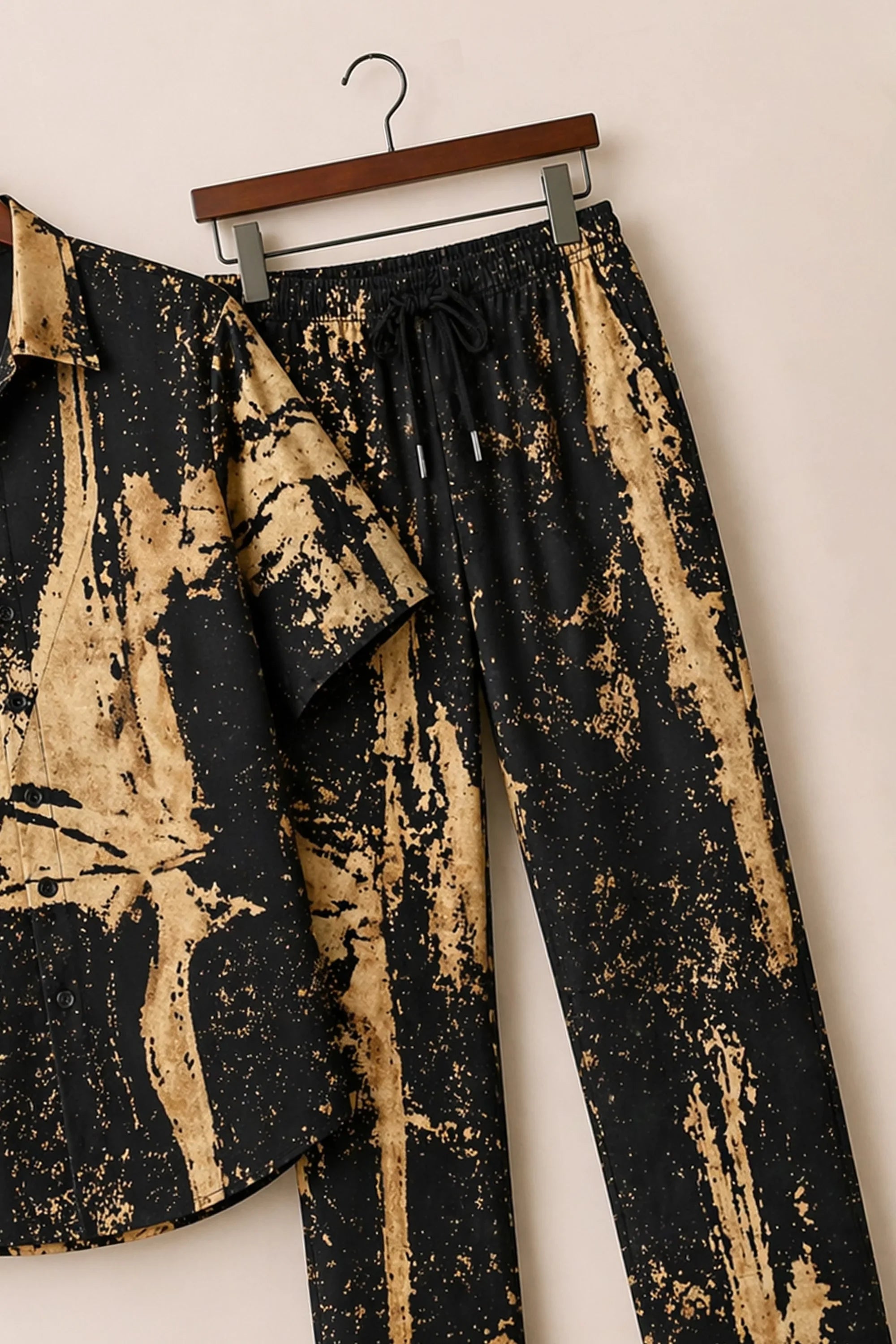 Yellow Black Scratch Mens Full Pant Co-ords - XPCRDF