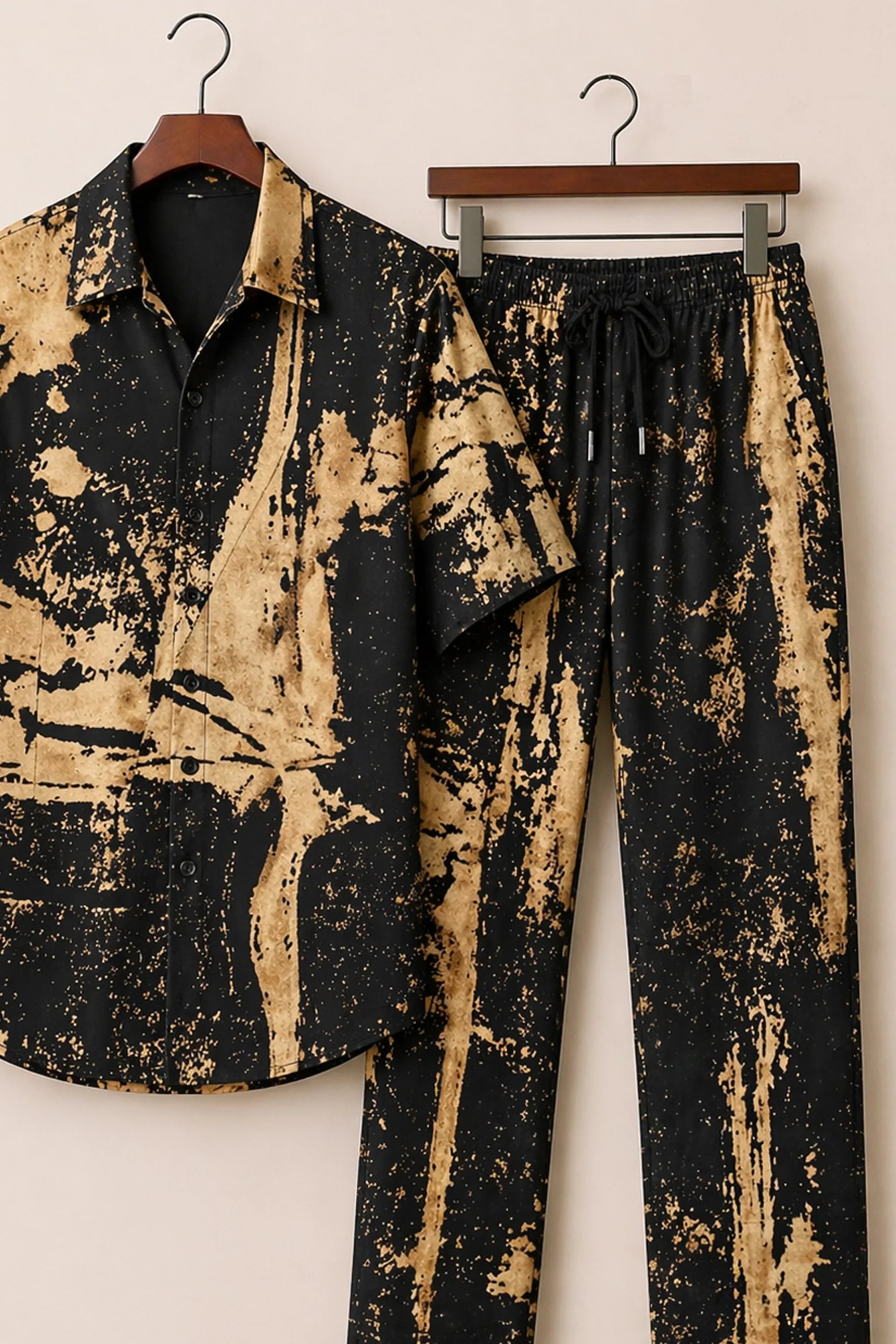 Yellow Black Scratch Mens Full Pant Co-ords - XPCRDF