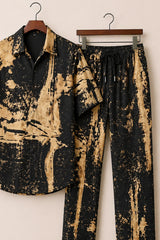 Yellow Black Scratch Mens Full Pant Co-ords - XPCRDF