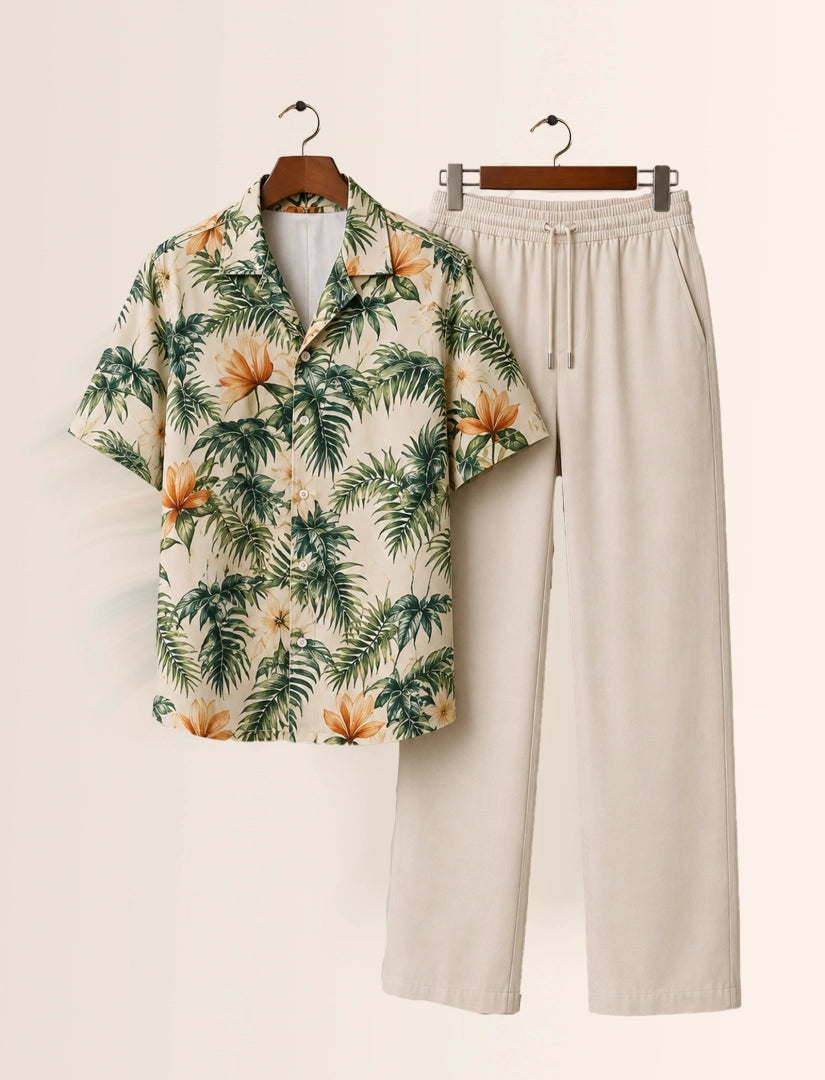 Yellow Flower Half Sleeve Full Pant Cords - XPCRDF