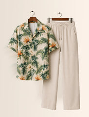 Yellow Flower Half Sleeve Full Pant Cords - XPCRDF