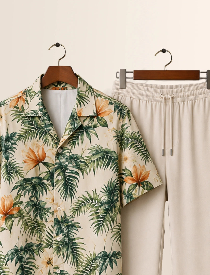 Yellow Flower Half Sleeve Full Pant Cords - XPCRDF