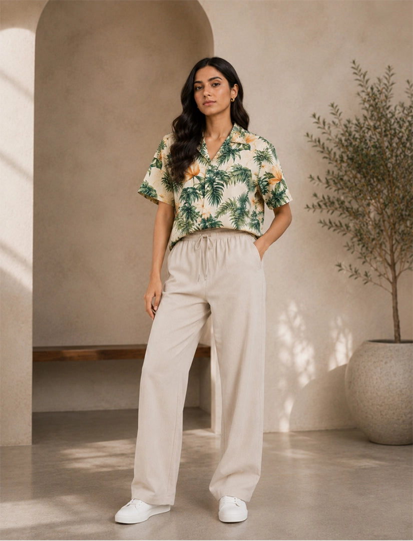 Yellow Flower Half Sleeve Full Pant Cords - XPCRDF