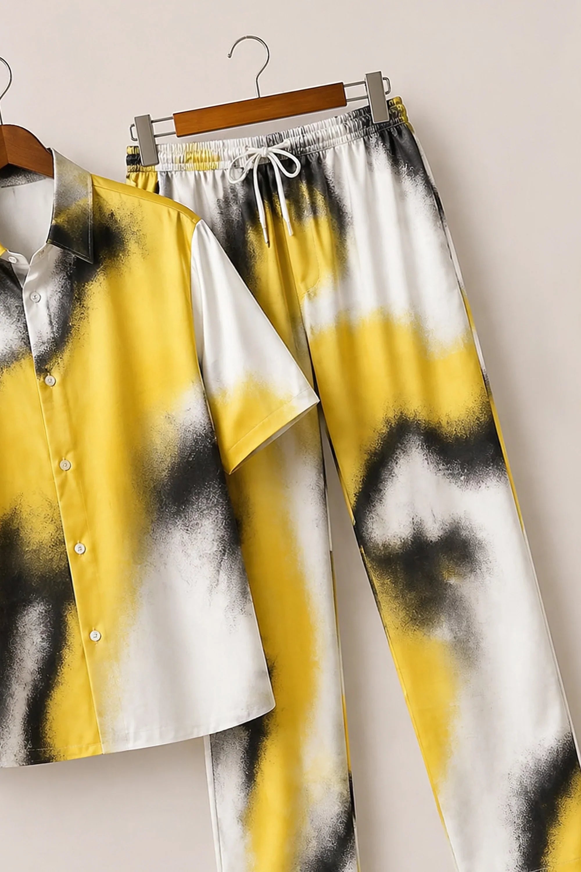 Yellow Patch White Mens Full Pant Co-ords - XPCRDF