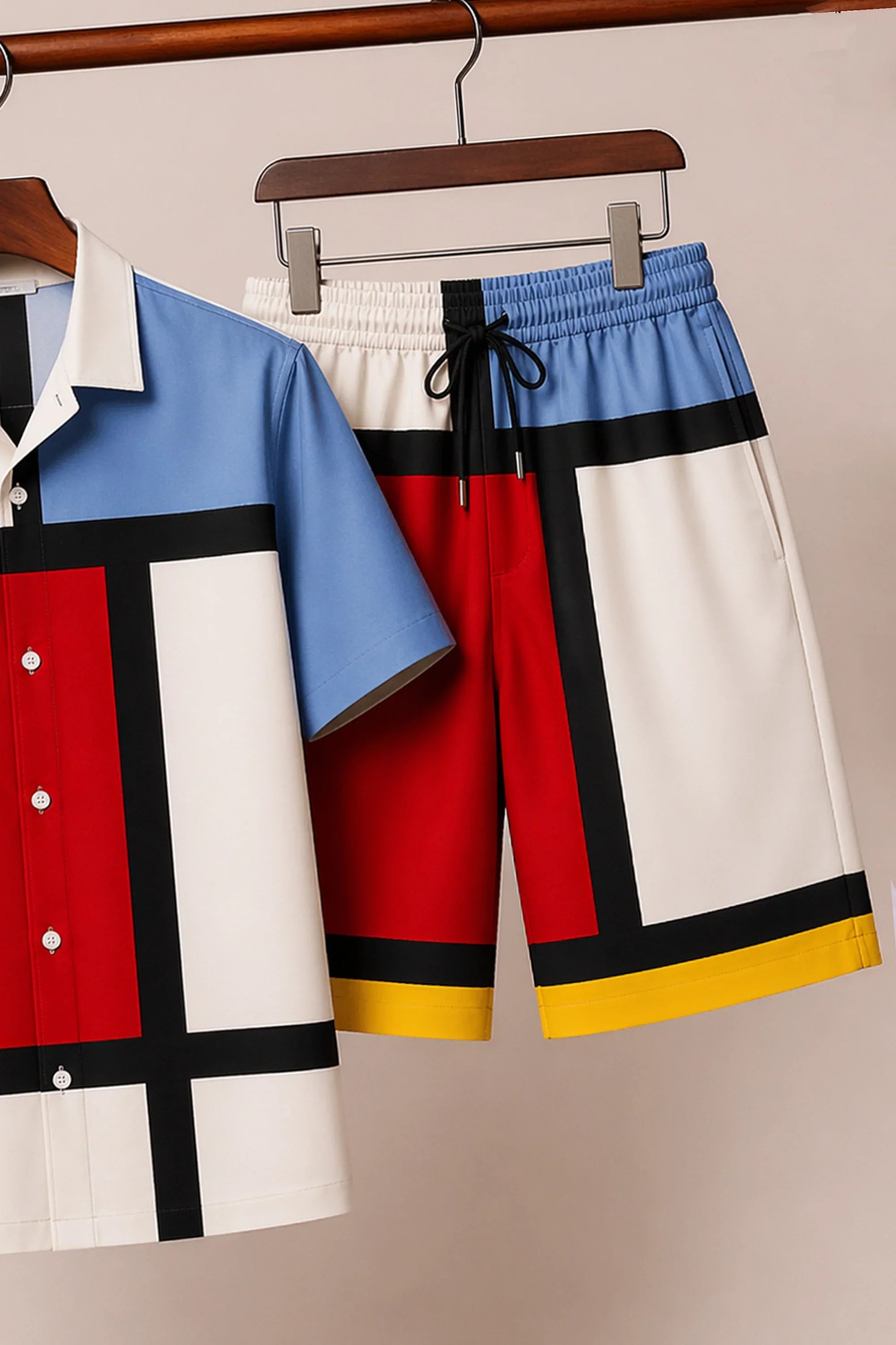 Red Blue Blocks Half Pants Cords - XPCRDH